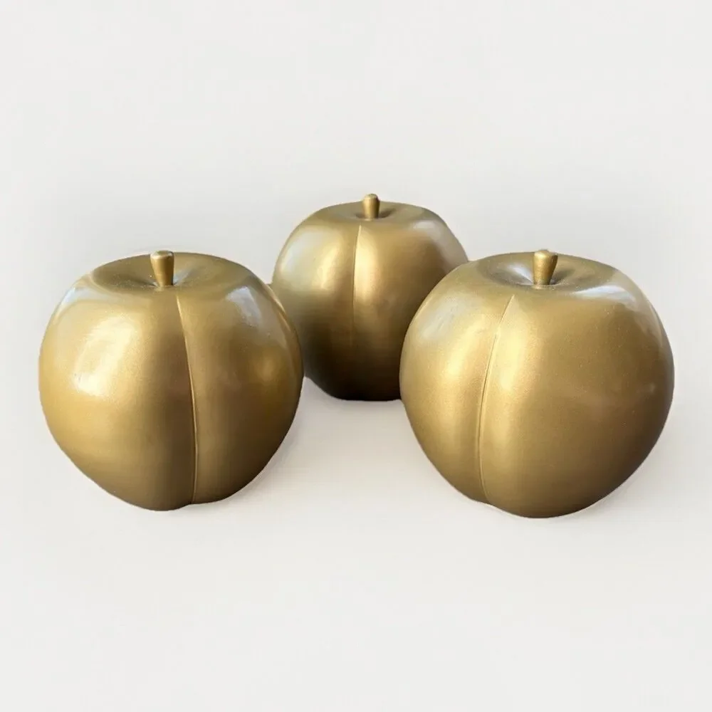 IKEA Markniva Plum Fruit Sculpture Gold Brass Finish Modern Home Decor Set 5x5.5